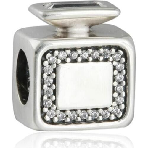 LByzHan Original 100% Real 92 5 Pave CZ Signature Scent Perfume Bottle Charm Beads For Jewelry Making Fit 3mm Bracelet