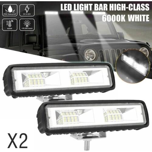 Mayitr 2pcs 48W 16 LED Car Work Lights Bar Flood Fog Lamp Offroad Driving Truck SUV ATV Headlight Parts Accessories
