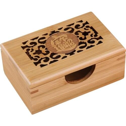 Mini Storage Box Business Card Holder Case Small Bamboo Wood Handmade Engraving Desktop Personality Stationery Creative Gift