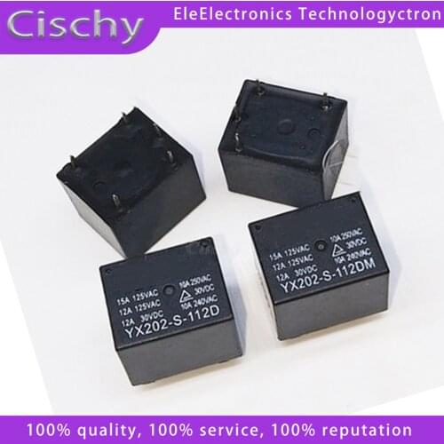 New 2pcs/lot T73 YX202-S-112D 12V 4PIN 5PIN YX202-S-112DM Relay 15A 4PIN