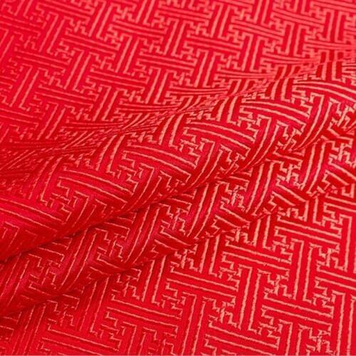 New arrival brocade red The Great Wall grid fabric for patchwork felt tissue telas dress bed sheet children cloth coat 100x75cm