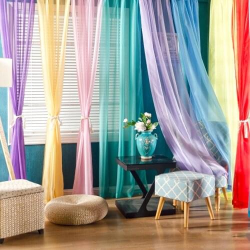 1*2M Solid White Tulle Sheer Window Curtains for Living Room the Bedroom Modern Voile Organza Curtains Fabric Drapes Pole Type