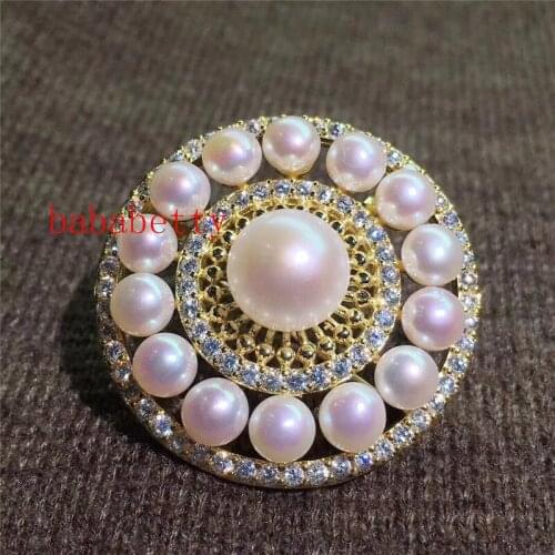 Wholesale Lovely Austria Zircon Inlay AAAA 5-6MM FW White Pearl Brooch Scarf Clips Breastpin