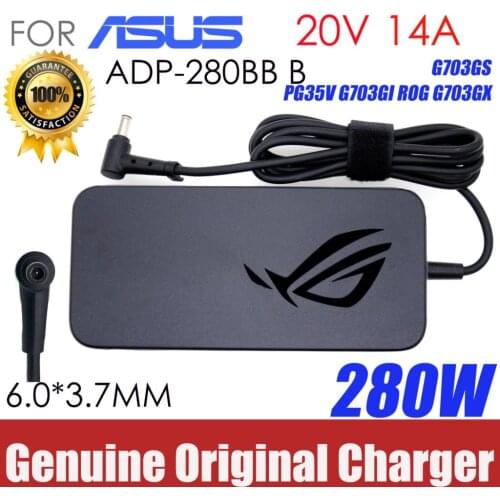 Original For ASUS PG35V G703GI GX701 ROG G703GX ADP-280BB B AC Adapter 20V 14A 280W MSI GE75 GE63 RAIDER RGB 8SF-233RU Charger
