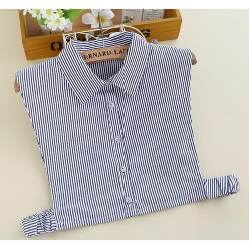 Adult Striped Detachable Collars for Women Lady Fake Collar Female False Collar Blouse Lapel Shirt Faux Col Neckwear Decoration