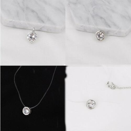 Pendant Necklace Female Pendant Poputton Female Transparent Fishing Line Silver Color Invisible Necklace Chain