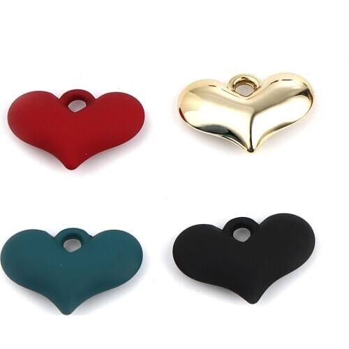 Resin Valentines Day Pendants Heart Black Colorful Painted For Jewelry DIY Findings 37mm x 25mm, 10 PCs
