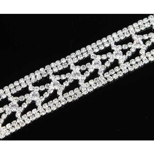 10Yards Glass Rhinestone Trim Bridal Chains Fit Sew On Wedding Party Silver Sewing Crafts