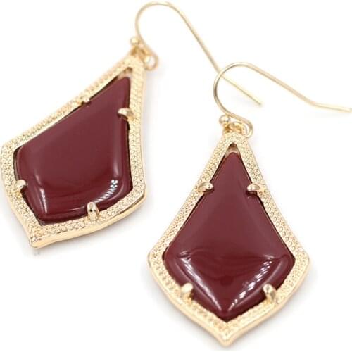 Resin Colorful Waterdrop Stone With Claw Dangle Earrings