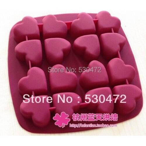 16 hole heart shape Silica gel cake mold ice cube tray chocolate mould handmade soap DIY kitchen tools