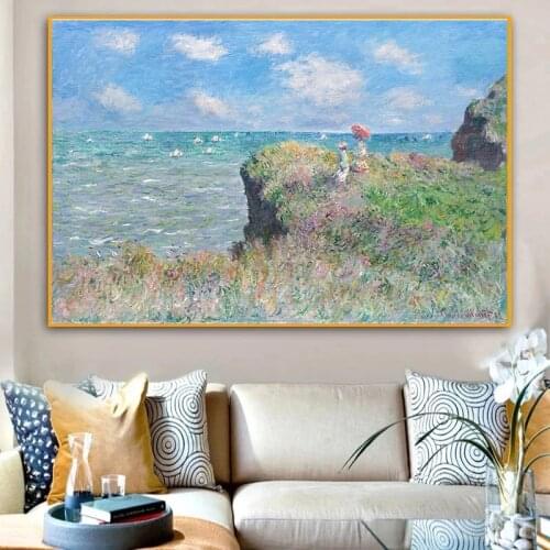 Nordic Watercolor French Claude Monet Seascape Pictures Oil Canvas Painting Posters and Prints Wall Art Picture for Living Room