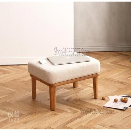 Nordic Creative Wooden Stool Home Shoe Changing Stool Solid Wood Foot Stool Fabric Low Stool Small Pier