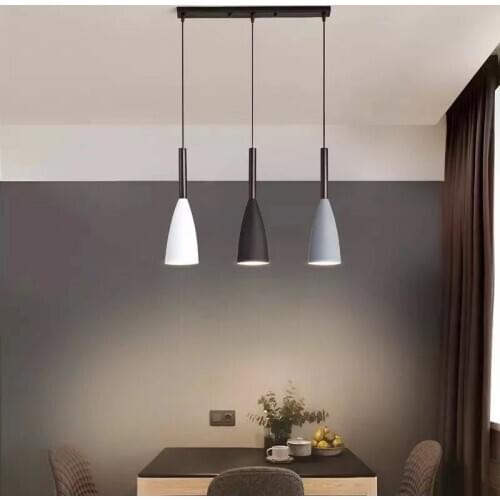 Modern LED Solid wood Iron Art Pendant Lights 3 Pendant Lighting Nordic Minimalist Pendant Lights for Living room kitchen Loft F