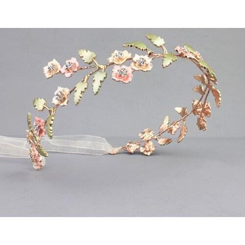 Floralbride Handmade Wired Rhinestones Crystals Pearls Flower Leaves Wedding Headband Bridal Hair Vine Hair Accessories