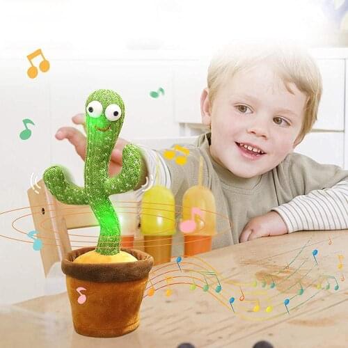 Dancing Cactus Plush Toy Electric Singing Songs Dancing Fun Luminous Recording Learning Speak Wag Educational for Childrens Toy