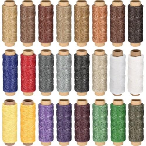 Uxcell Leather Sewing Thread Set 55 Yards 150D/1mm Flat Waxed Cord (24 Colors in 1 Set)