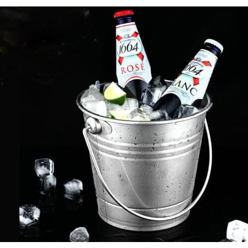 Stainless Steel Ice Bucket Portable Ice Chiller Cooler with Handle Ice Cube Container for Wine Champagne Beer Party Bar Tools
