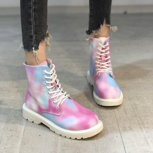 2021 Woman Shoes Thick Platform Boot Plush-size35-43 Chunky with Colorful Martin Boots Casual Ankle Boots Zapatos De Mujer