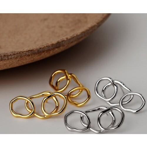 925 Sterling Silver Multi-layer Crossed Loops Earring For Women Statement Geometric Irregular Circle Round Stud Ear Jewelry Gift