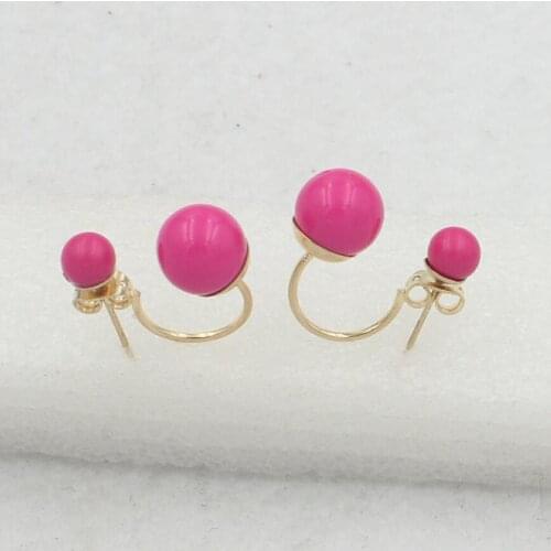 Green rose red acrylic ball stud earrings for women alloy nickel free fj189