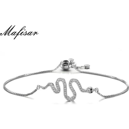 Mafisar 2021 Fashion Snake Charm Bracelets For Elegant Women Clear Cubic Zirconia Bracelet & Bangle Adjustable Pulseras Mujer