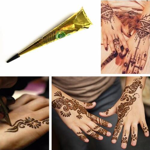 1PC Natural Herbal Indian Henna Tattoo Paste Cones Brown Color Tribal Henna Cone Cream Drawing For Body Art Painting Stencil