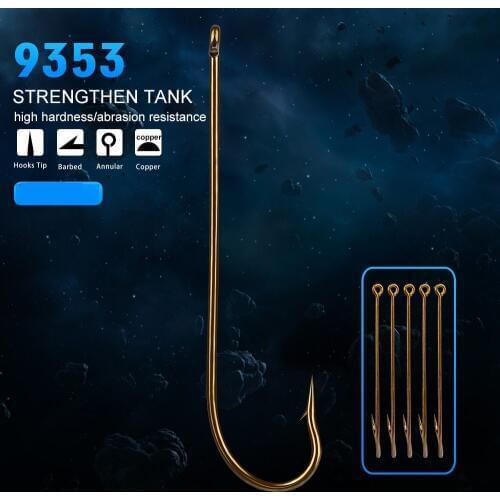 10pcs/lot High Carbon Long handle Steel Fishing Hooks Gold Barbed Hook For Soft Barbed Circle High Carbon Steel Sharpened Bait