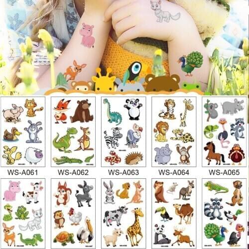 10 kinds Cartoon Animal Tattoos Cute Children Outings Picnic Makeup Temporary Body Arm Disposable Sticker tatouage temporaire