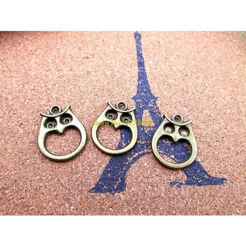 15pcs owl charm bronze tone number hollow owll charm pendant 22x17mm