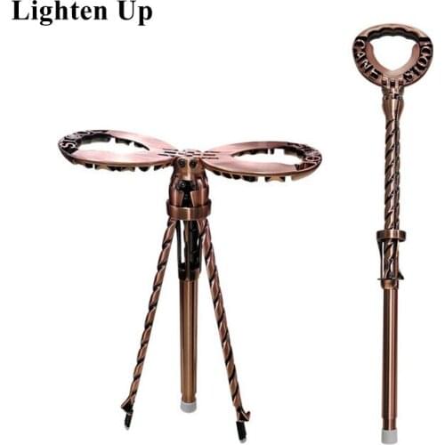 2 in 1 Multifunctional Folding Adjustable Height Cane Seat Solid Aluminum Alloy Cane Stool Crutch Chair Seat Max Loading 400lb