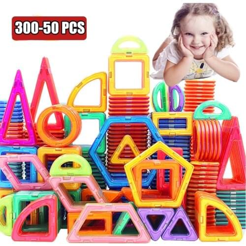300PCS Designer Magnetic Constructor Big Size DIY Magnet Toys Magnetic Building Blocks Educational Toys For Children Gifts