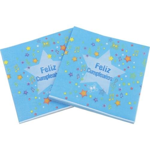 33*33cm 20pcs/lot Feliz Cumpleanos Servilletas Decoupage Table Paper Napkins Vintage Tiusses Happy Birthday Party Home Decor