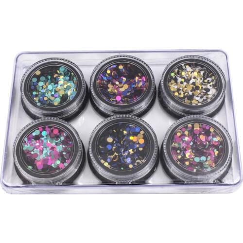 6pcs Shiny Round Ultrathin Sequins Colorful Nail Art Glitter Tips UV Gel 3D Nail Decoration Manicure DIY Accessories