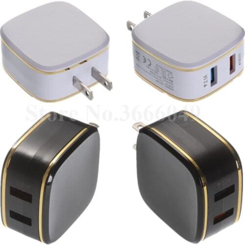 20pcs/lot dual USB Ports QC 3.0 fast adaptive quick charge power adapter Travel US Plug for iphone for samsung