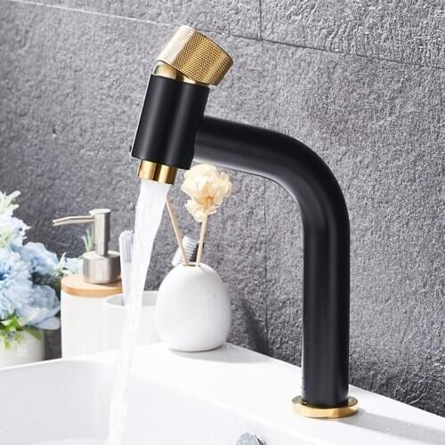 BAKALA Bathroom Faucet Black Single Handle Hot Cold Switch Water Mixer Taps Wash Basin Bathroom Deck Mounted Basin Faucet
