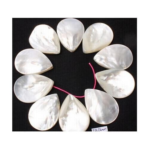 Free shipping >>@ > 1strand 10Pcs 18x25mm Natural White Shell MOP Petal Shape Loose Beads
