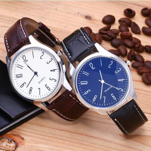 Fashion Mens Watches Simple Letters Casual Leather Waterproof Quartz Wristwatches Man Clock Montre Homme