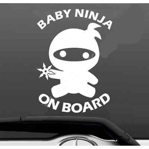 Baby Ninja On Board Vinyl Decal Sticker KCCO Car SUV Truck JDM Cute Funny,,Car Sticker,Free Shipping