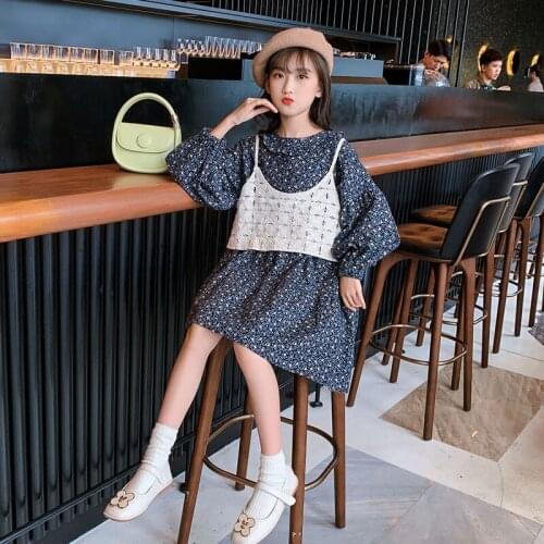 2021 Princess Dress Spring Autumn Floral Print Girls Dress Elegant Kids Dresses for Girl Childrens Clothing 3 6 8 10 12 Y