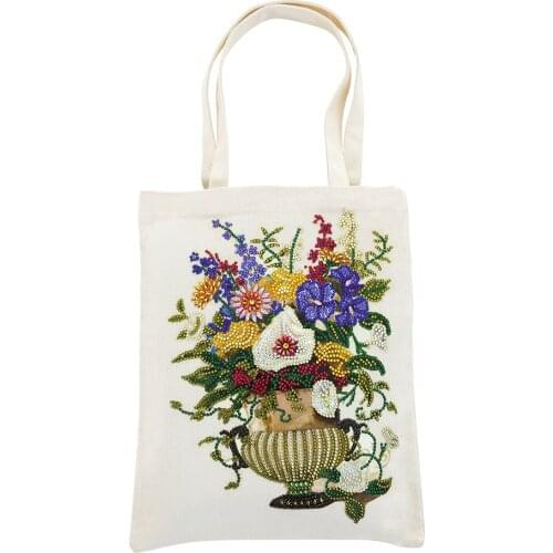 DIY Diamond Painting flower Handbag Mosaic Drill Reusable eco Shopping Storage Bags Foldable Grocery Eco-friendly Organizer Bag