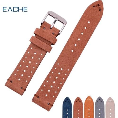 EACHE High Quality Rally Racing Suede Leather Watch Band 18mm 20mm 22mm