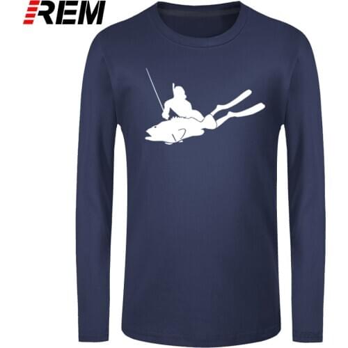 REM long sleeve tee Spearfishing Spear FISH Fishing Diver Fun Casual Cotton long Sleeve Funny Mans Men Clothing tops