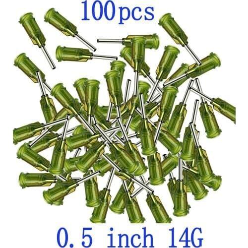 100pcs Syringe Needle 14Ga Blunt Tip Dispensing Needle with Luer Lock 14Gauge x 0.5inch length for Industrial Mixing Many Liquid
