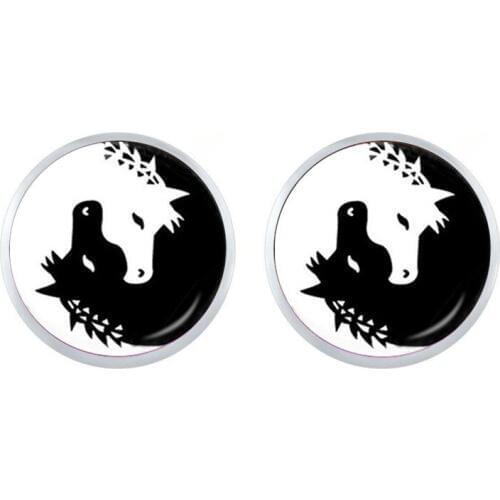 Yin Yang Glass Stud Earrings Black and White Animals Symbol Jewelry Earring Natural Rustic Boho Style Symbolizing Harmony