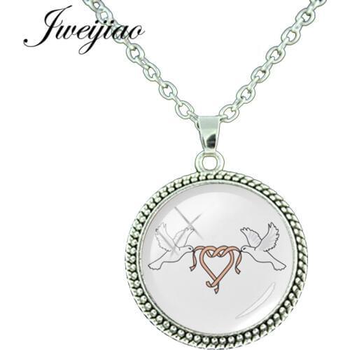 JWEIJIAO Handmade Antique -color Peace Bird Love Heart Pendant Worlds Best Mum Family Necklace Mothers Day Gift MM32