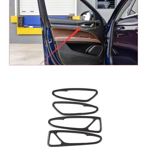 Carbon Fiber Style ABS Plastic Car Interior Door Handle Frame Trim For Alfa Romeo Stelvio 2017 2018 Car Accessory