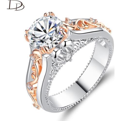 DODO Gorgeous Hollow AAA Cubic Zirconia Rings For Women Hot Fashion Rose Gold Color Embellish Rings Female Jewelry Anillos R443
