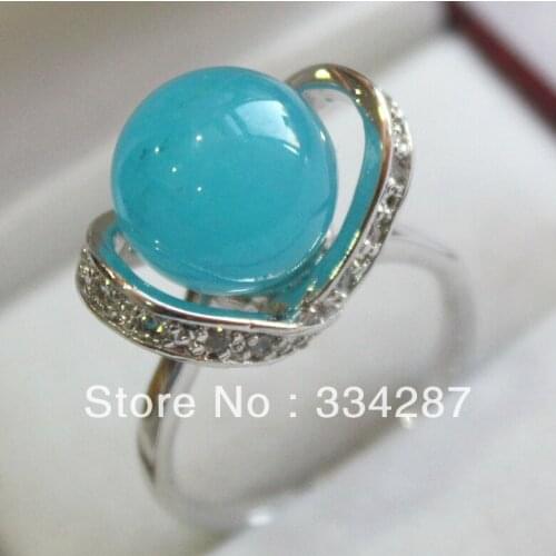 Beautiful Silver stone 12MM Beads Womens Gift Fashion Jewelry Ring
