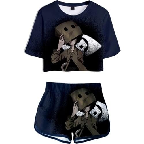 Little Mengmo 2 printed short-sleeved suit running casual sports suit student pajamas round neck suit fitness suit