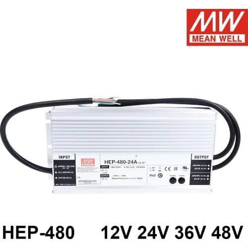 Mean Well HEP-480 12V 24V 48V 480W Single Output Power Supply with PFC Function For Harsh Environment IP65B HEP-480-24A